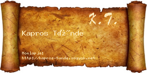 Kapros Tünde névjegykártya