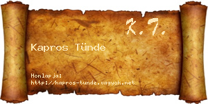 Kapros Tünde névjegykártya