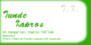 tunde kapros business card